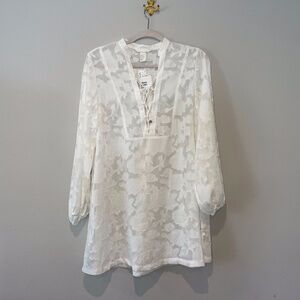 H&M White Lace Bathing Suit Coverup Floral Long Sleeved Size 10 New with tags